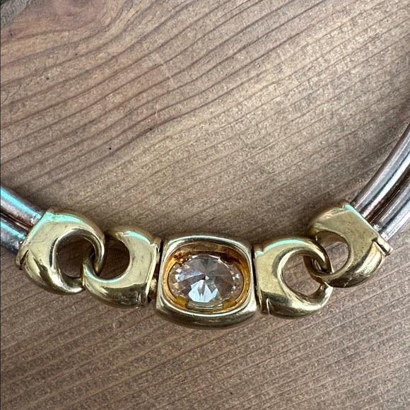 Vintage UnoAErre Italy Sterling Silver & Gold Vermeil Collar Necklace 16” - Picture 6 of 6